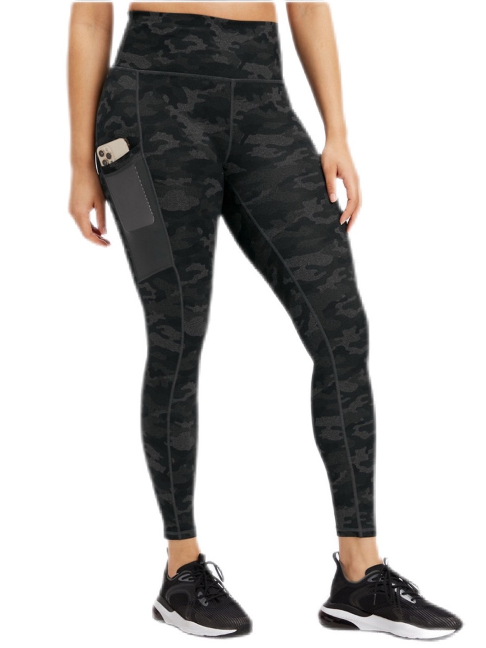 Fabletics On-The-Go Power Hold High Waisted Legging - Black / Grey Camo